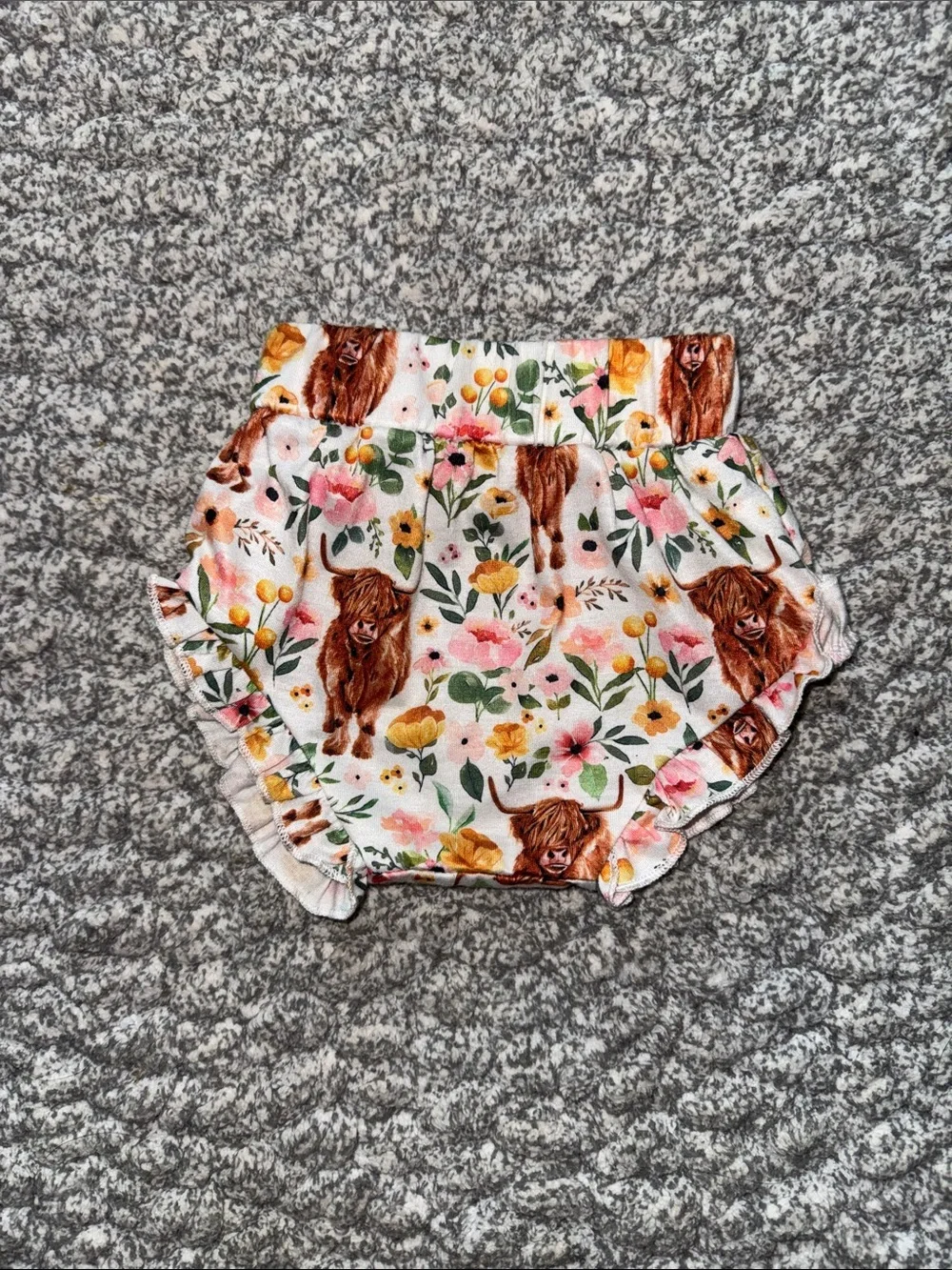 SHEIN Pink Floral & Brown Cow Print Ruffle Bloomers